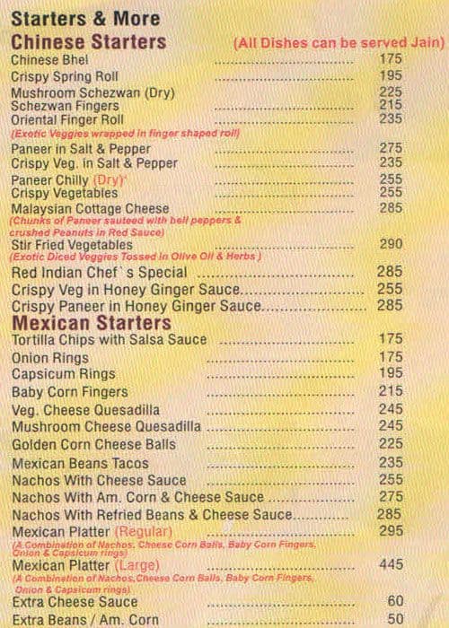 Red Indian Sizzlers Menu, Menu for Red Indian Sizzlers ...