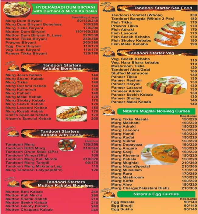 Nizam's Menu, Menu for Nizam's, Kondhwa, Pune - Zomato