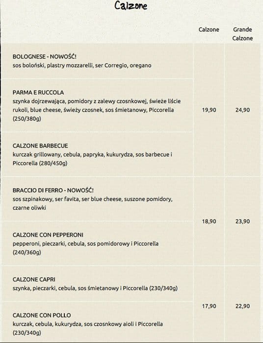 Pizza Dominium menu