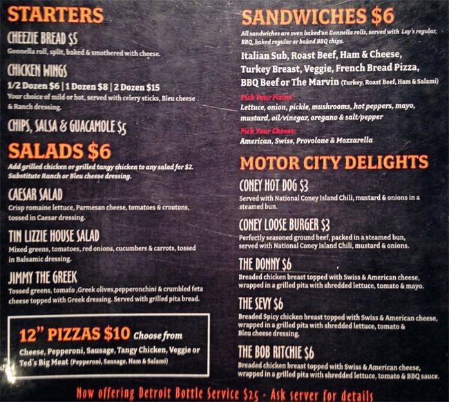 Tin Lizzie Menu, Menu for Tin Lizzie, Lincoln Park, Chicago