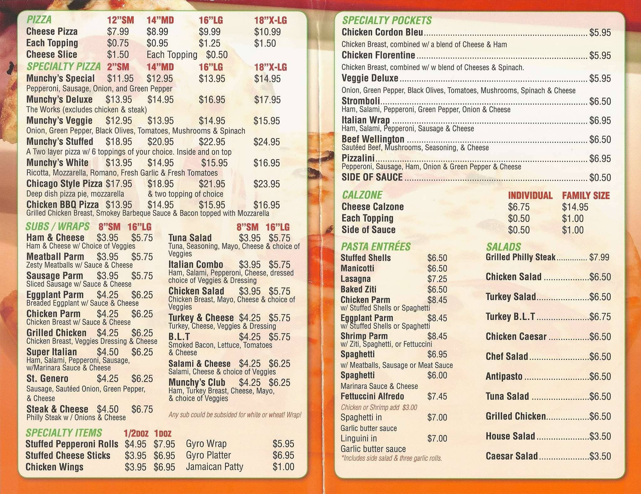 Munchy's Pizza & Pastas Menu Urbanspoon/Zomato