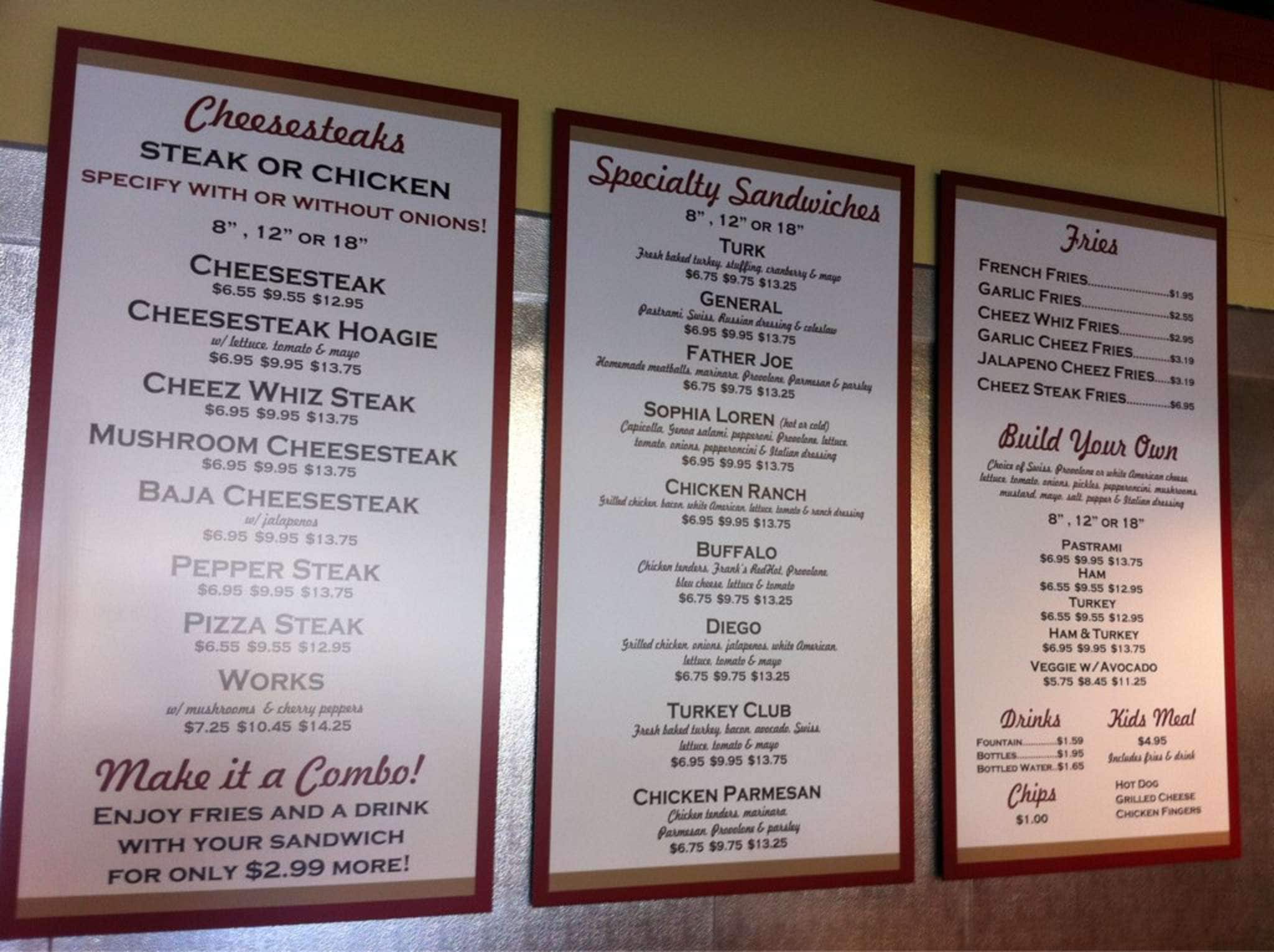 Gaglione Brothers Menu, Menu for Gaglione Brothers, Grantville, San