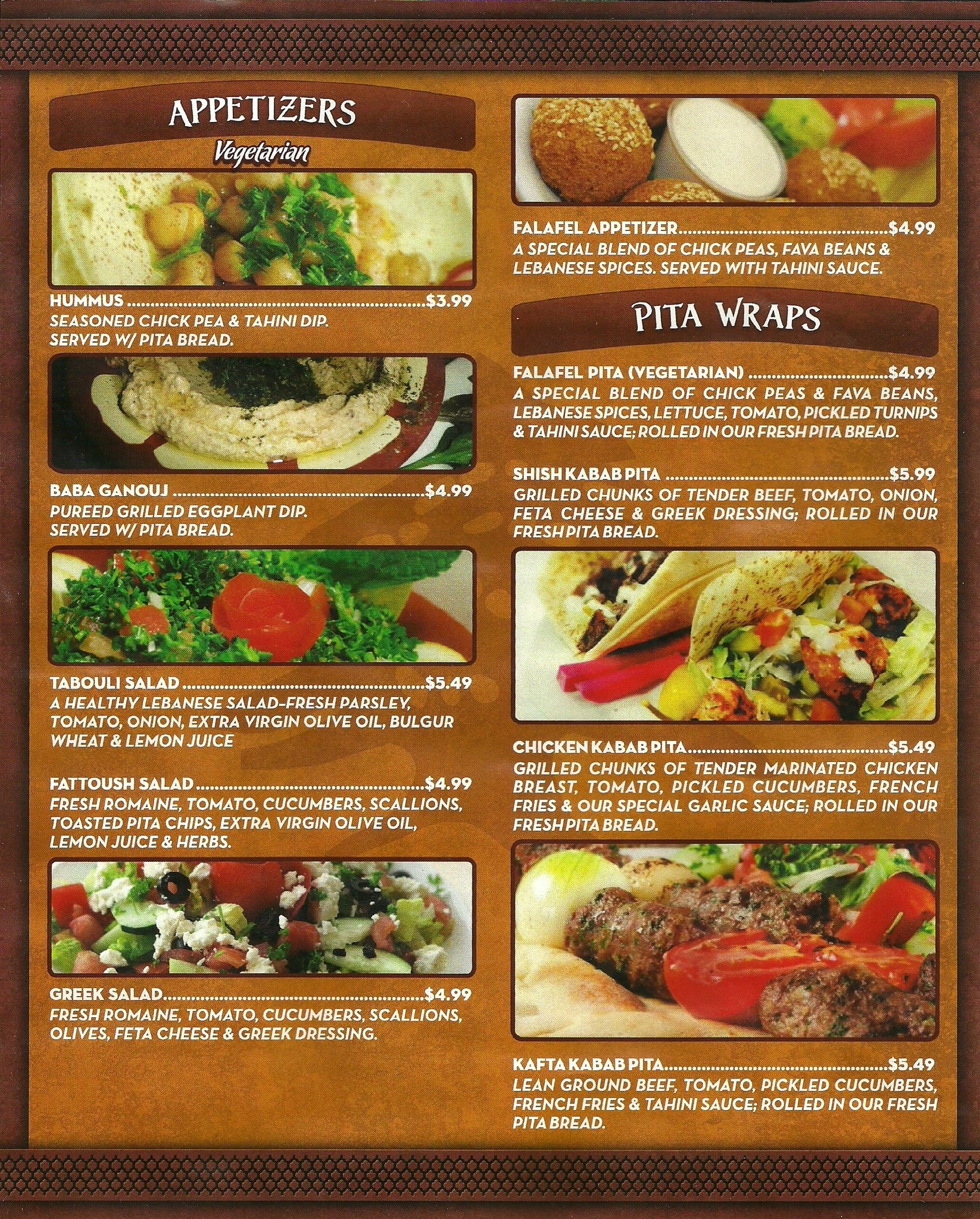 Sultan Lebanese Cuisine Bakery Menu