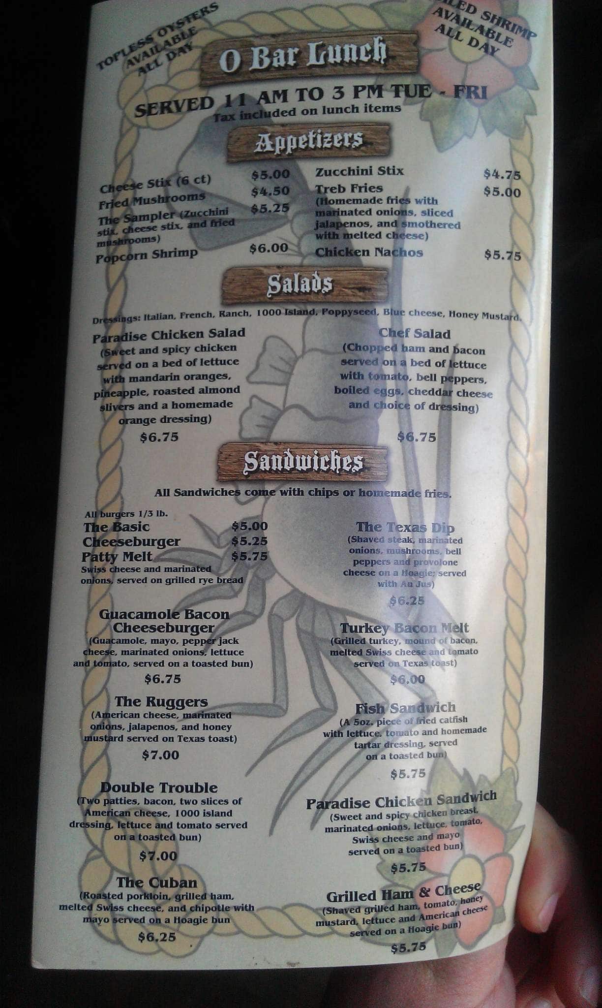 Menu at Lone Star Oyster Bar, Lubbock, 34th St