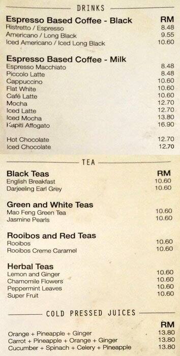 Feeka Coffee Roasters Menu Menu For Feeka Coffee Roasters Bukit Bintang Kuala Lumpur