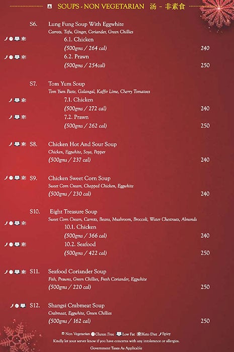 Mainland china menu sales
