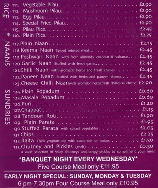 Prithi Cuisine menu