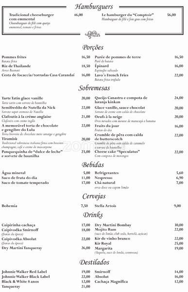 Lorenzo Bistrô cardápio