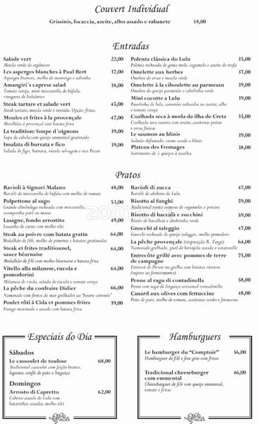 Lorenzo Bistrô cardápio