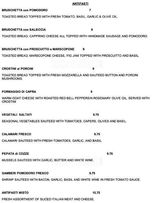 Alessia's Ristorante Italiano Menu Urbanspoon/Zomato