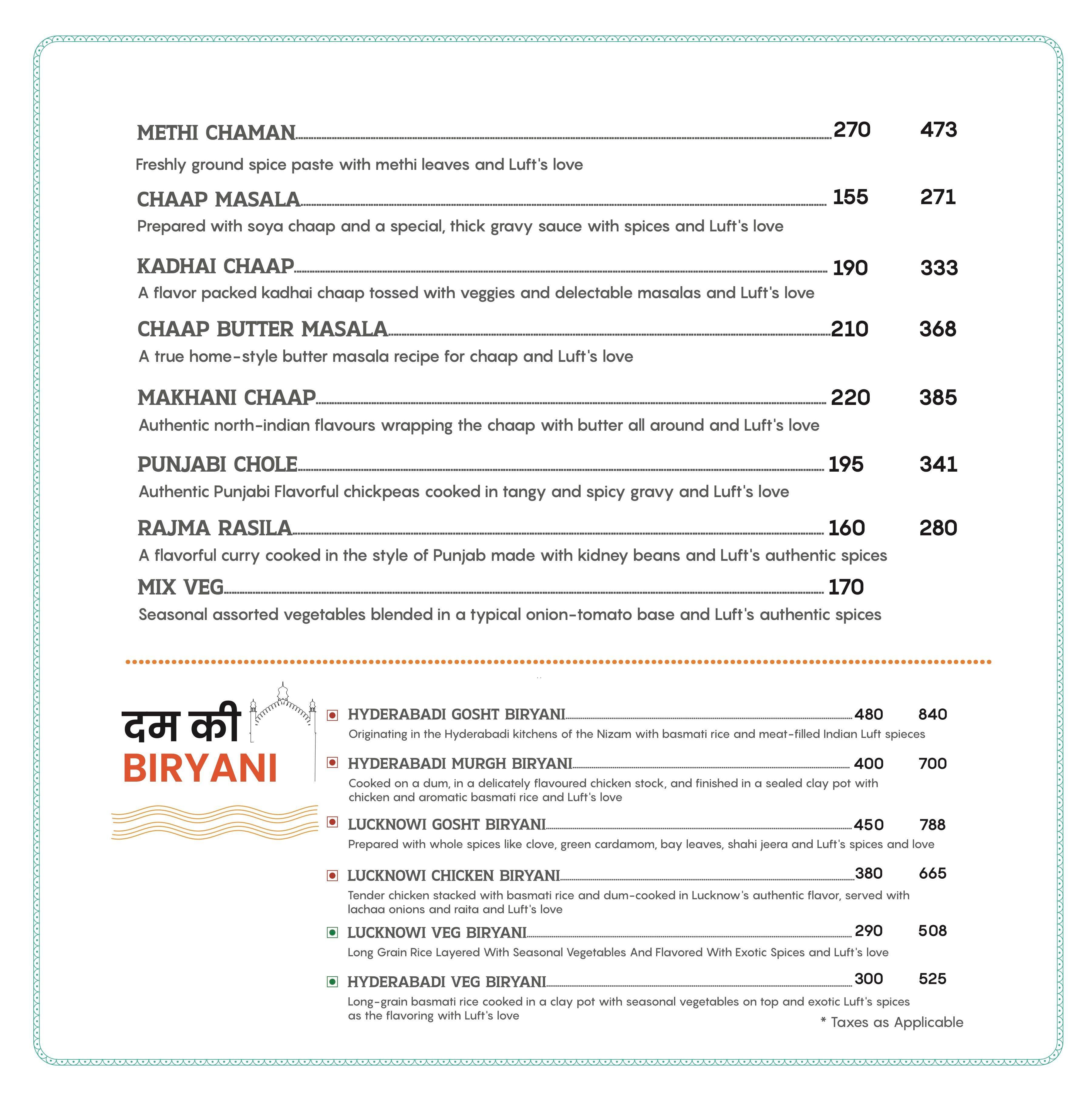 Luft menu