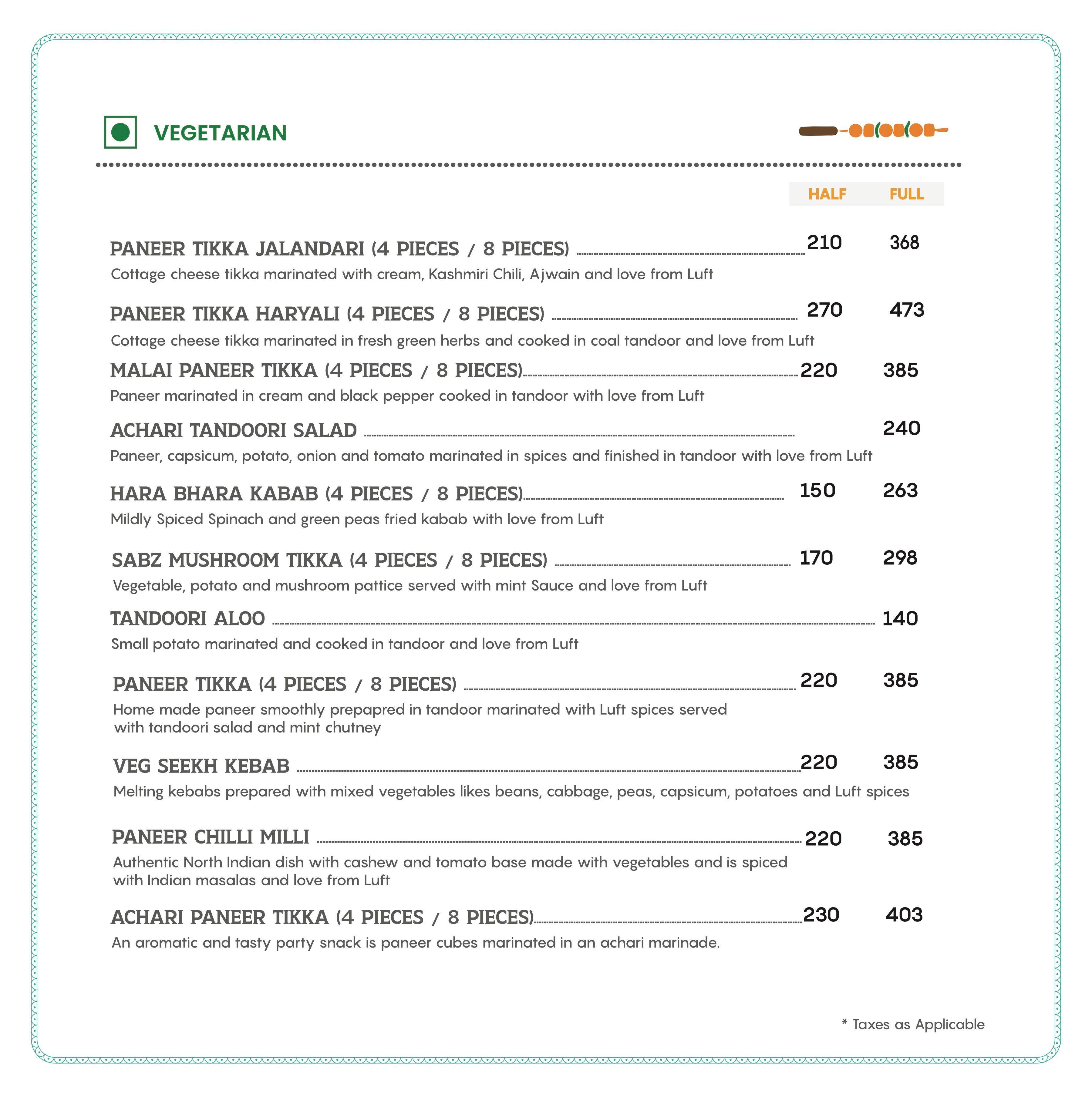 Luft menu