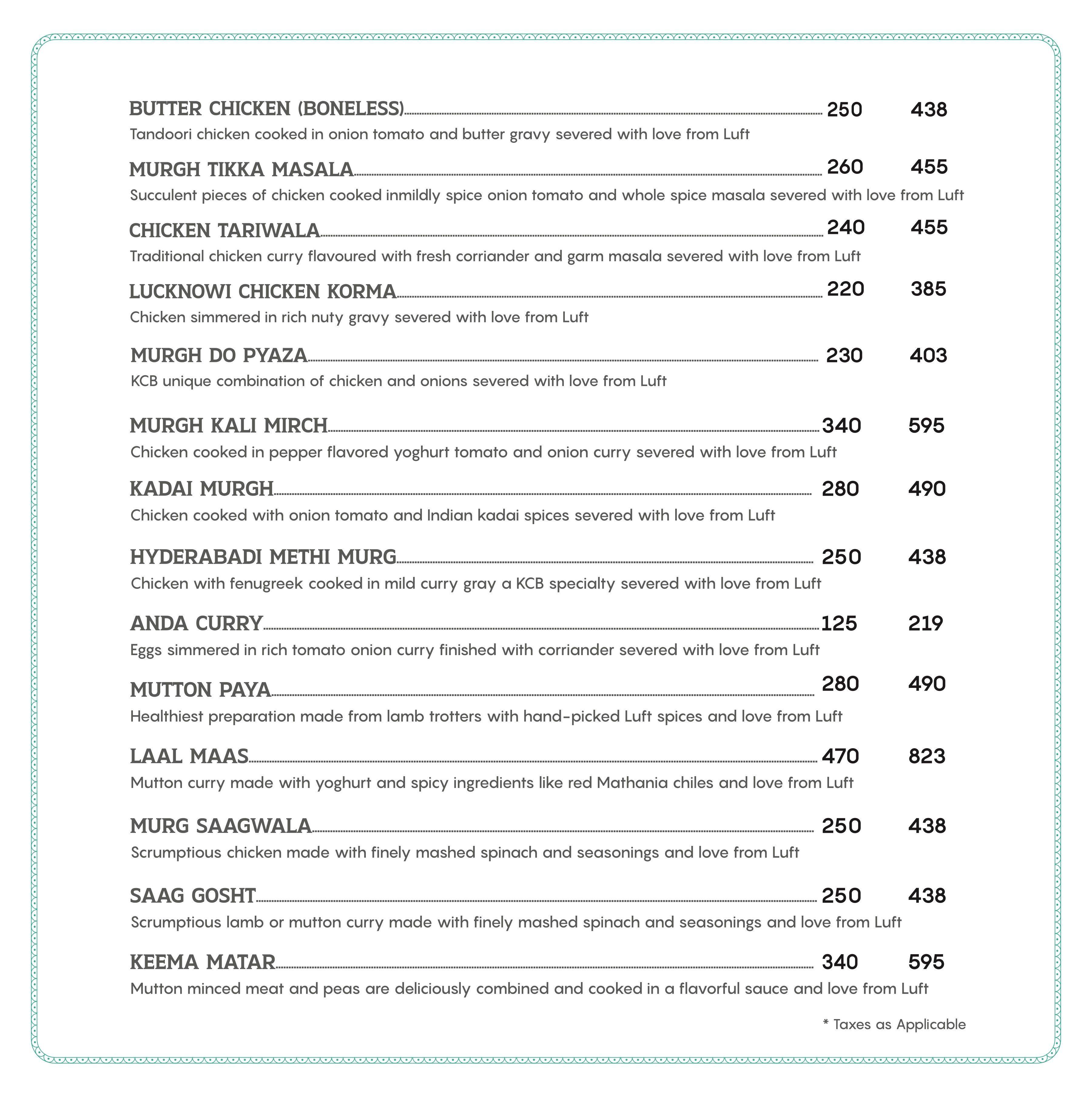 Luft menu