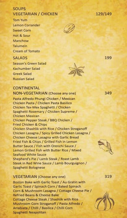 Tds Bhopal menu