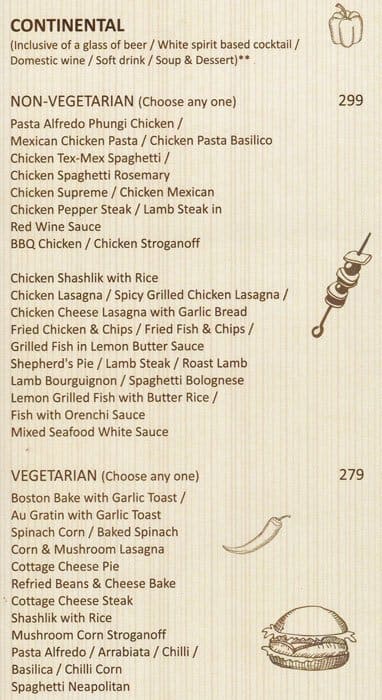Tds Bhopal menu