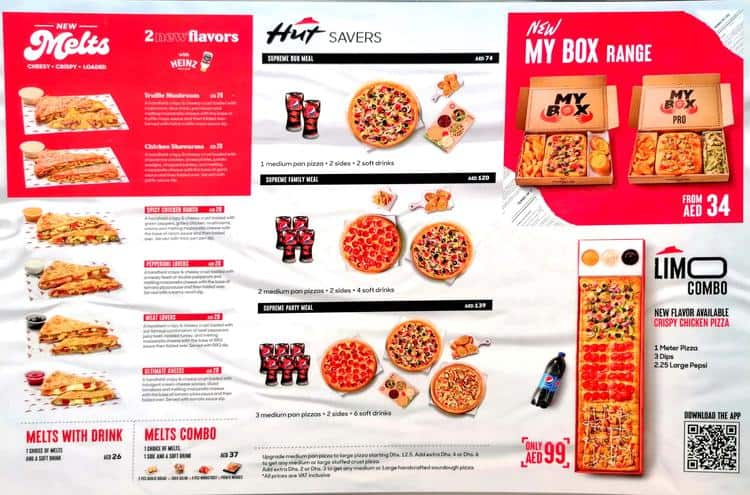 Pizza hut deals menu online