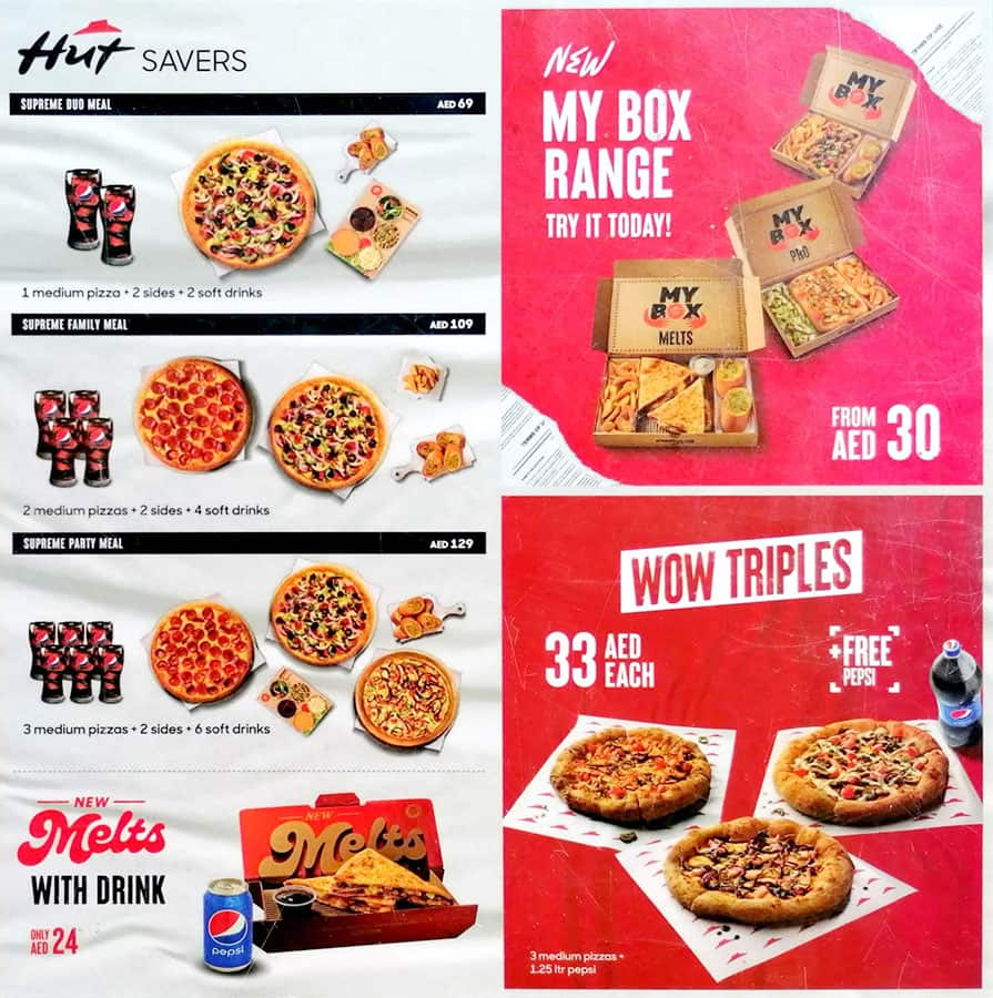 Pizza hut outlet new menu