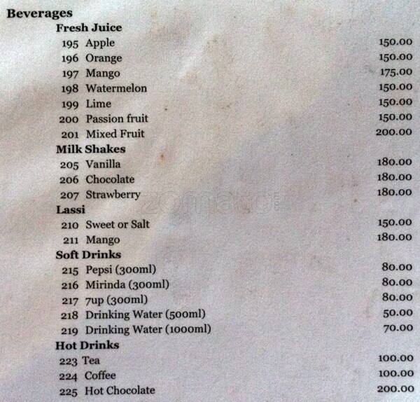 Dilish Cafe menu