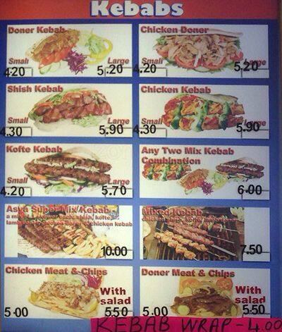 Asya Fish Bar & Kebabs menu