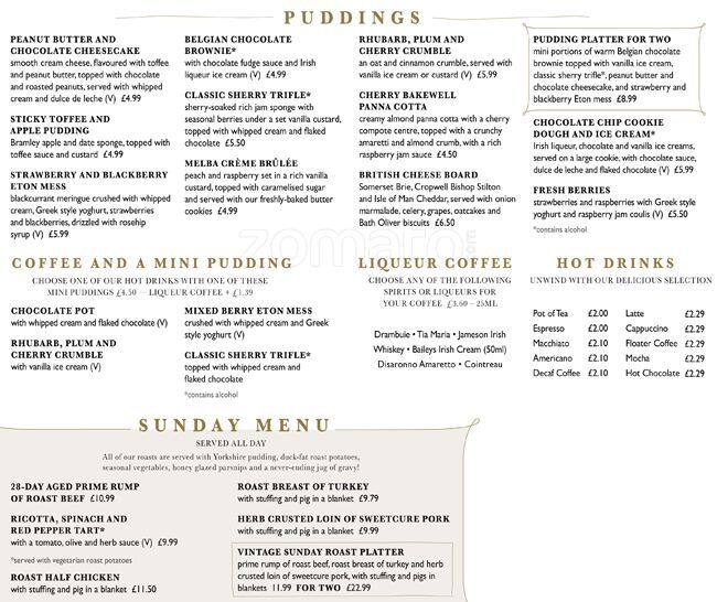 Menu at The Harrow pub & bar, Warlingham, 309 Farleigh Rd