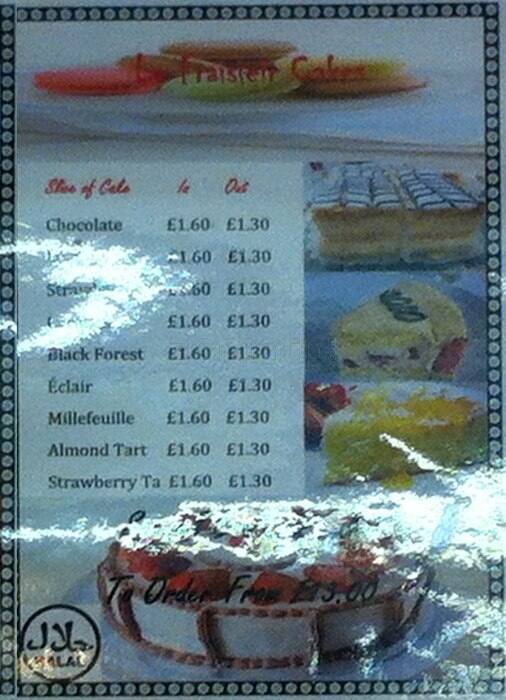 Menu at Le Fraisier Cafe, London