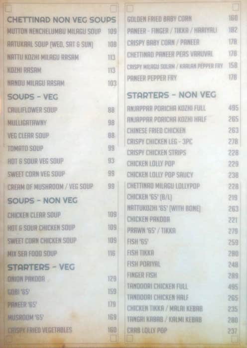 Anjappar Menu Menu For Anjappar Palavakkam Chennai