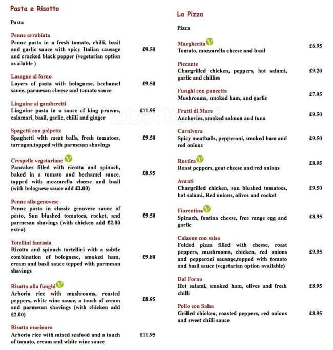 Menu at Avanti Restaurant & Grill, Stockport, 1 Moorside Rd