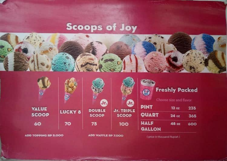 Baskin Robbins Cafe Menu, Menu for Baskin Robbins Cafe, Kelapa Gading ...