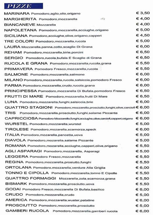 Menu di La Rosa Blu 