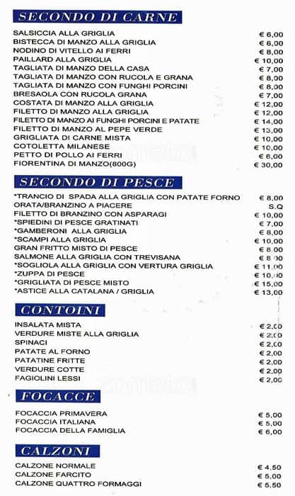 Menu di La Rosa Blu 