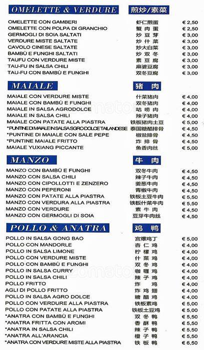 Menu di La Rosa Blu 