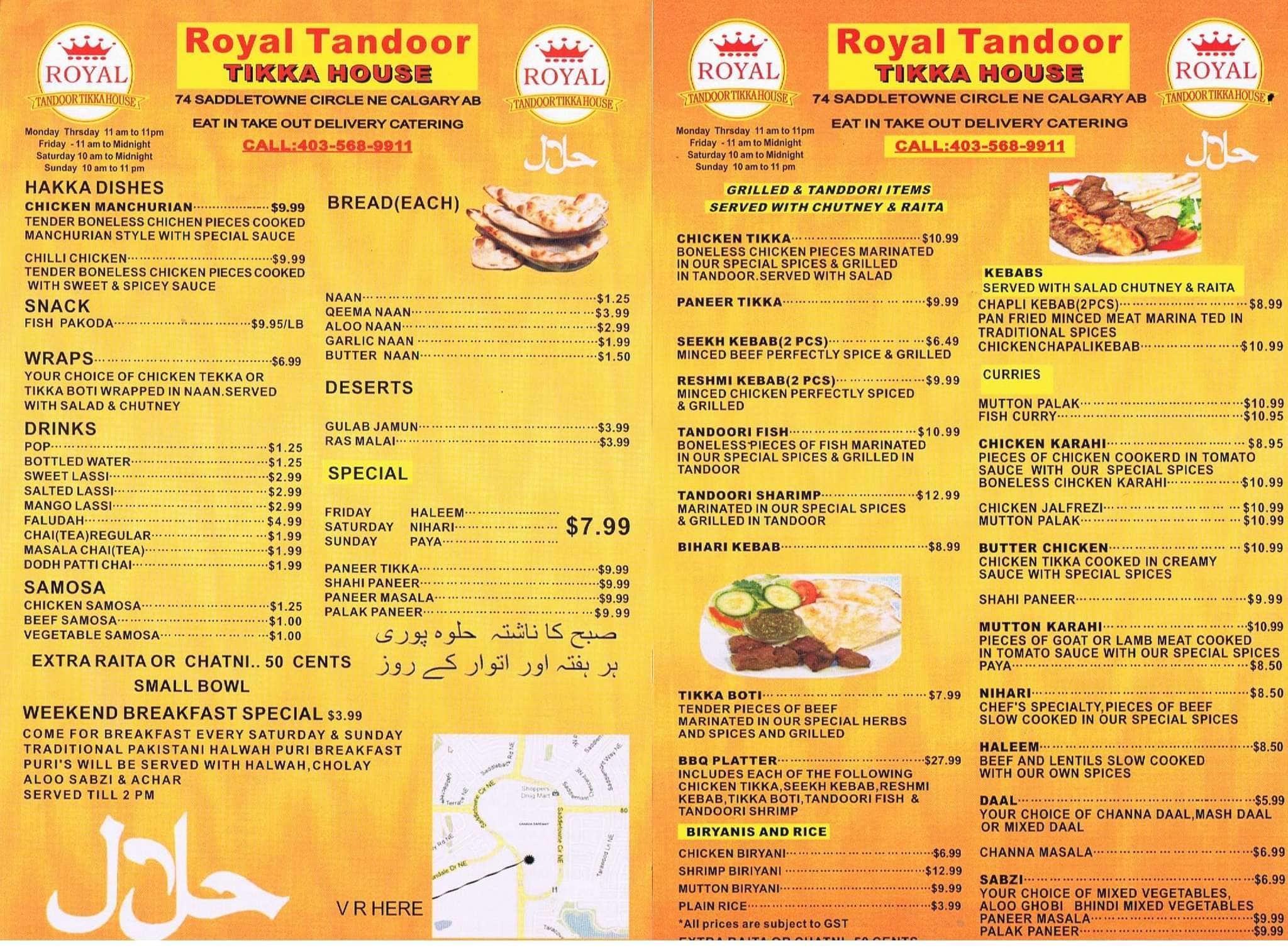 Menu at Royal Tandoor Tikka House restaurant, Calgary, 74 Saddletowne Cir NE Menu at Royal Tandoor Tikka House restaurant, Calgary, 74 Saddletowne Cir NE