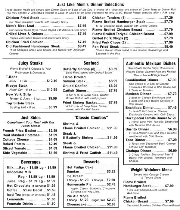 Menu at Benbrook Cafe, Fort Worth