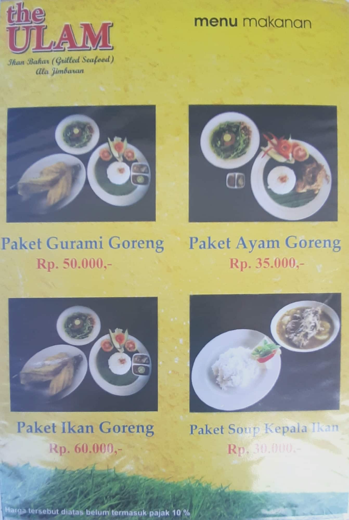 Menu at Warung the ulam restaurant, Mengwi