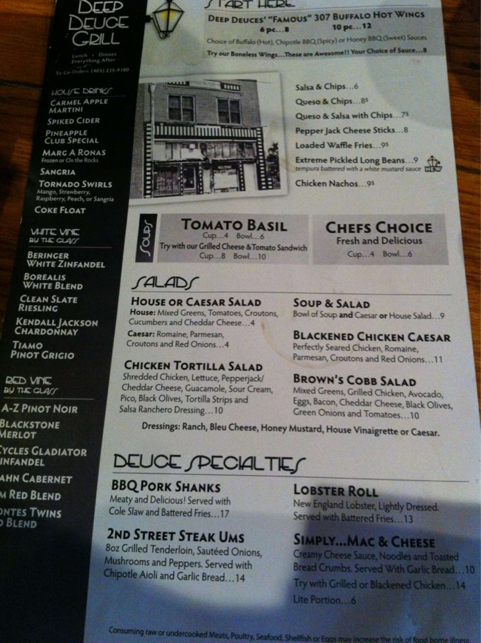 Deep Deuce Grill Menu, Menu for Deep Deuce Grill, Bricktown, Oklahoma