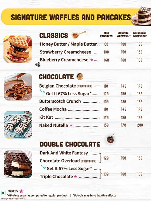 The Belgian Waffle Co Menu Menu For The Belgian Waffle Co C Scheme Jaipur