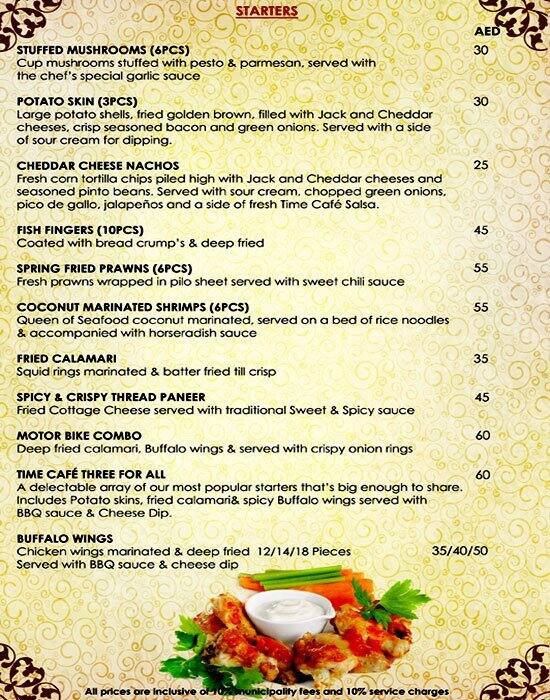 Menu at Time Cafe Ramee Royal Hotel, Dubai