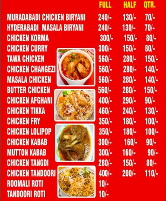 Menu Of Shama Chicken Corner, IP Extension, New Delhi