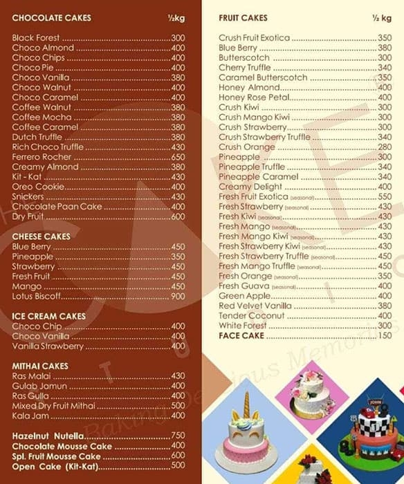 Menu of Cake Studio, Electronic City, Bangalore