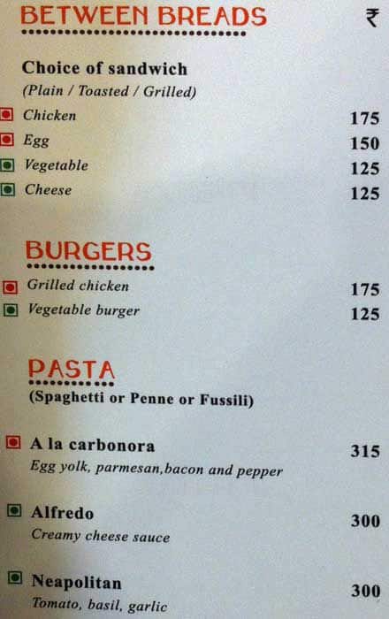 Open House Restaurants and Coffee Shop menu