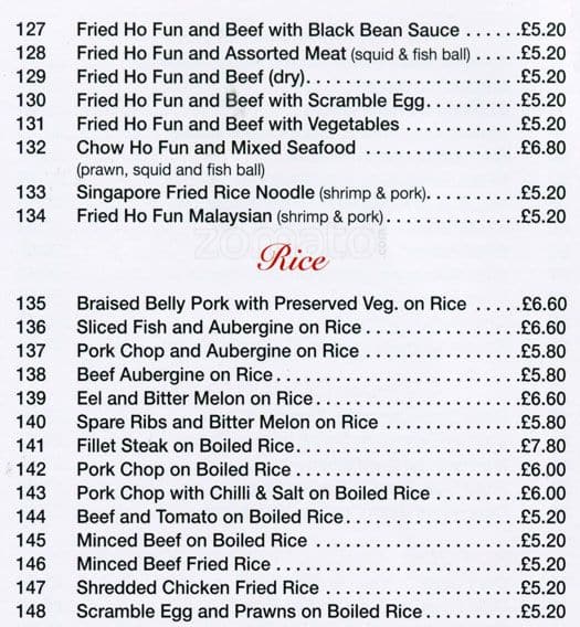 Menu at Wong Kei restaurant, London, 41-43 Wardour St