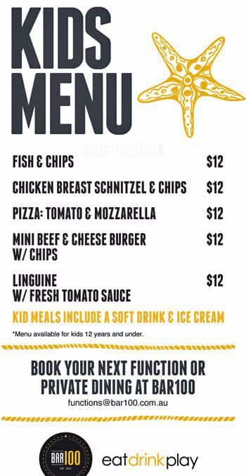 Bar100 menu