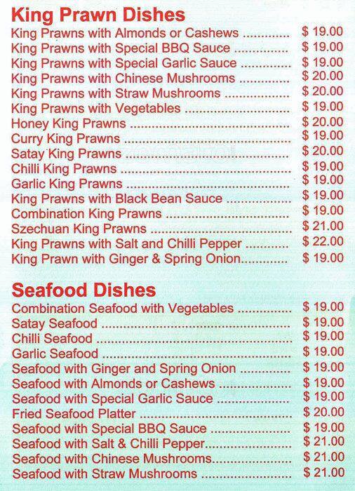 Menu at KIM VALLEY CHINESE restaurant, Kelmscott
