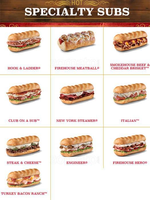 Firehouse Subs Menu, Menu for Firehouse Subs, Point Loma, San Diego