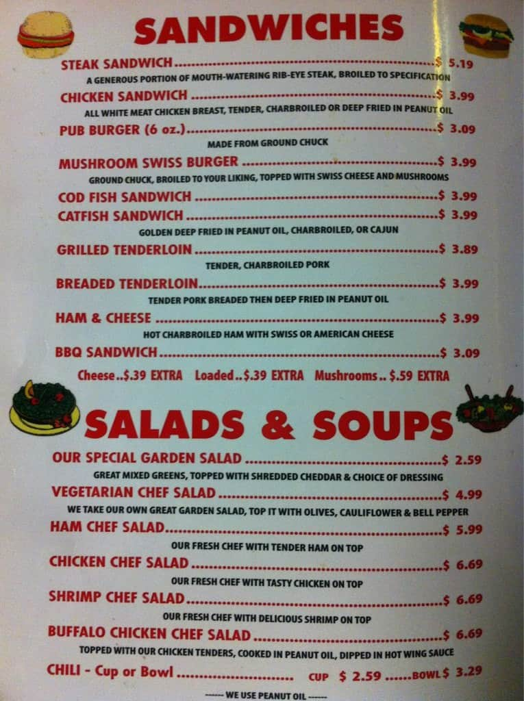 Menu at Sportsmans Pub, Linton