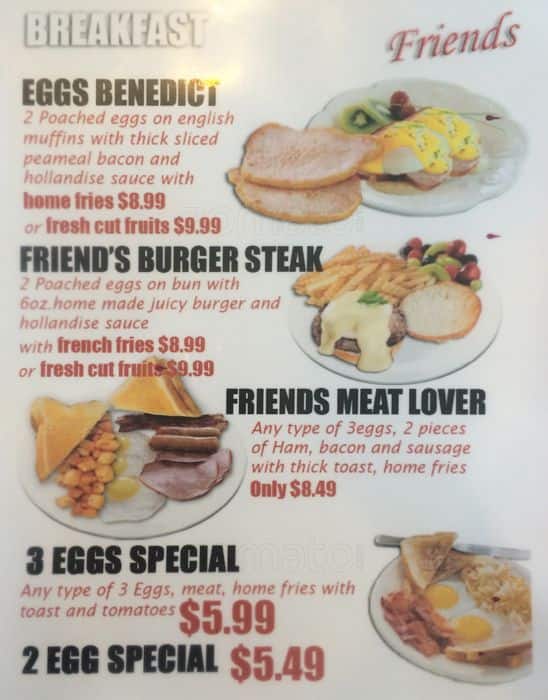 Friends All Day Breakfast Menu Urbanspoon/Zomato