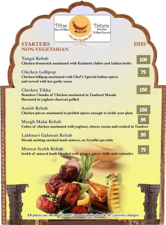 Menu At It's Mirchi Restaurant, Dubai