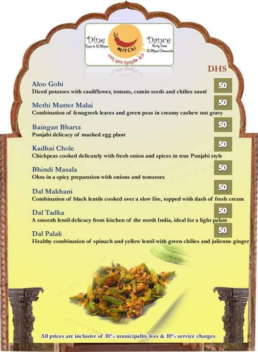 Menu at It's Mirchi Restaurant, Dubai