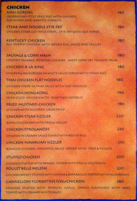 The Liquid Lounge menu