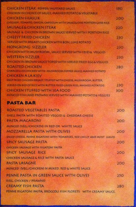 The Liquid Lounge menu